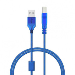 Câble Imprimante USB 2.0 A mâle/B mâle - 3m - Bleu